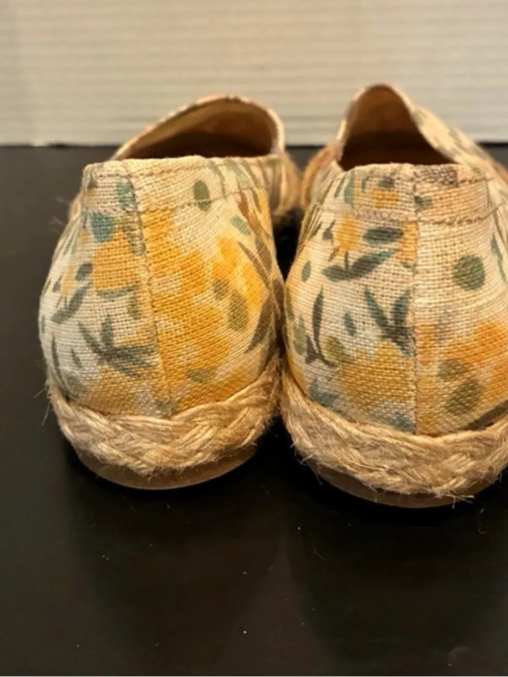 L.L. Bean Peach Floral Canvas Jute Espadrille Flats- 7M